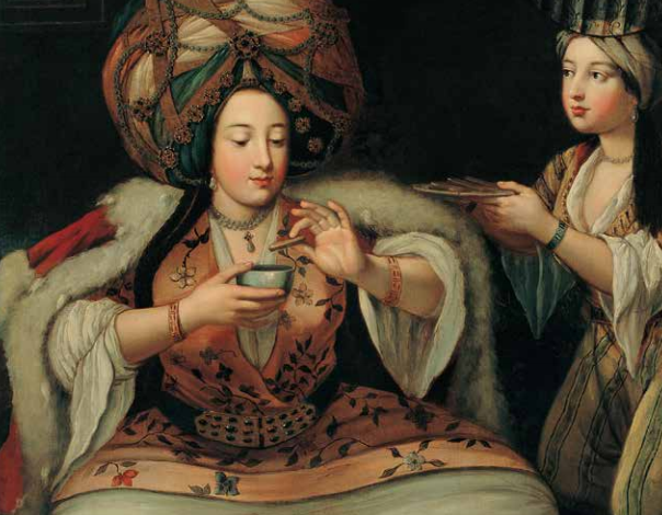 "Women Drinking Coffee", Jean-Baptiste Vanmour, First Half of the 18th Century Suna and İnan Kıraç Foundation Orientalist Paintings Collection peramuseum.org